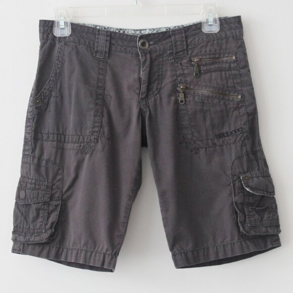Billabong Vintage Y2K 100% Cotton Dark Grey Zipper Pocket Utility Shorts 1 - Picture 1 of 12